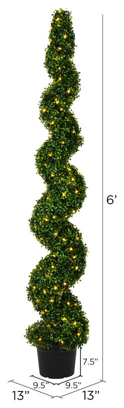 Vickerman Artificial Boxwood Spiral, Pot UV