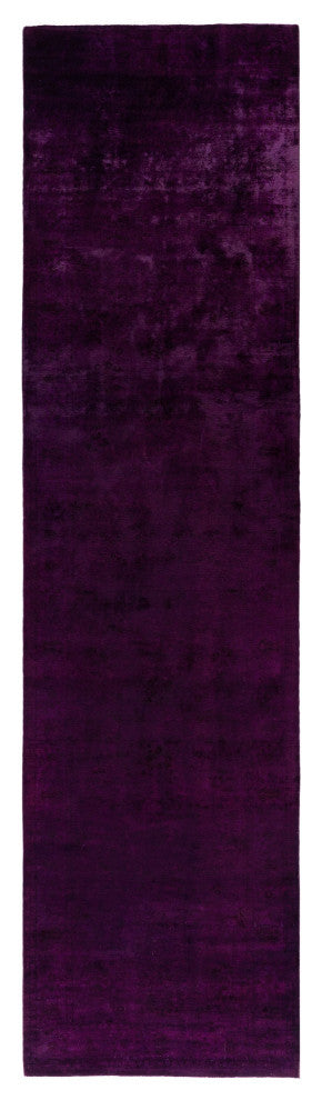 Overdyed One-of-a-Kind Hand-Knotted Area Rug Purple, 3' 2" x 12' 5"