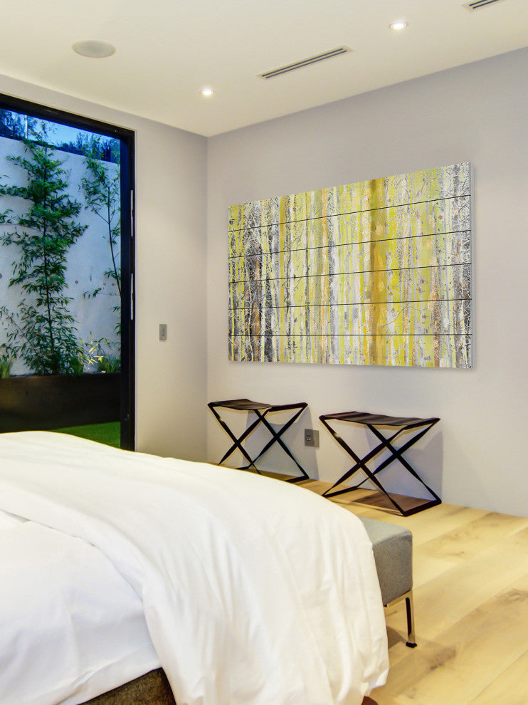 "Aspen Forest 2" UV Ink Print on White Wood, 45"x30"
