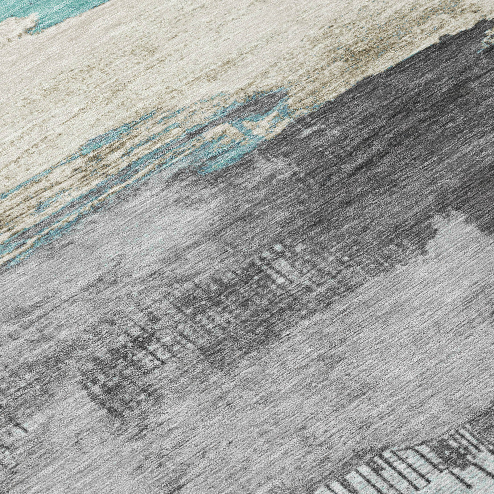 Machine Washable Indoor/Outdoor Chantille ACN1880 Teal 10' x 14' Rug