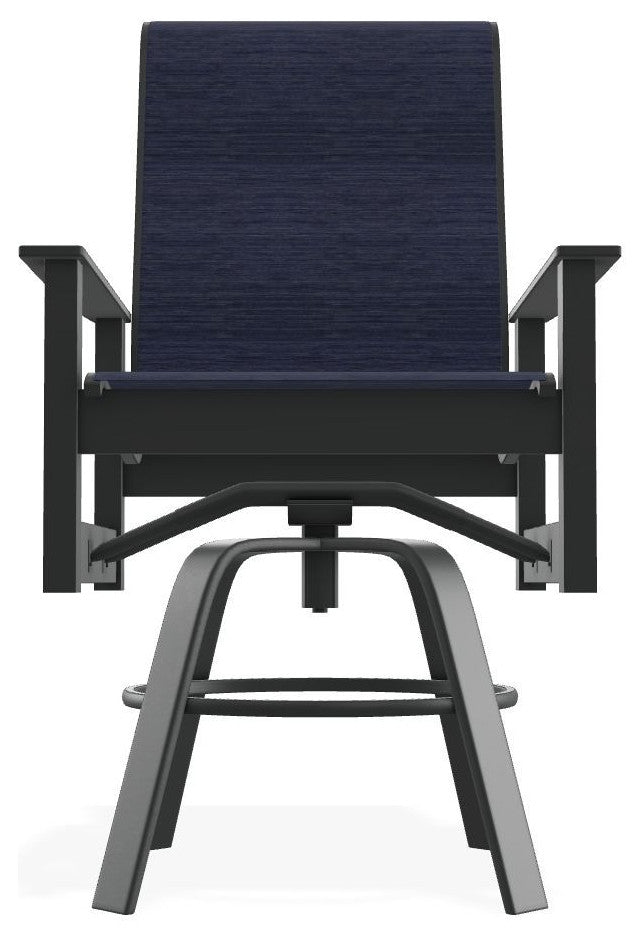 Leeward Sling Balcony Height Outdoor Swivel Armchair, Collect Indigo/Graphite