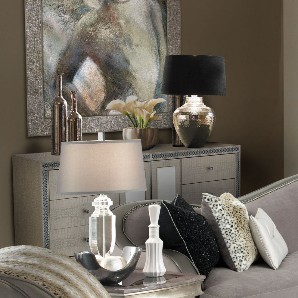 Hollywood Swank Upholstered Dresser, Crystal Croc