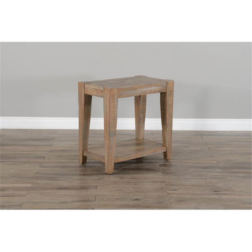 Sunny Designs 25" Modern Mindi Wood Chair Side Table in Weathered Brown