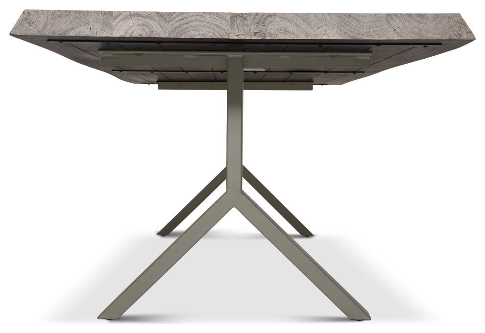 Brooks Dining Table, Y Base, 40"x92", Sandblasted Grey Top, Pewter Base