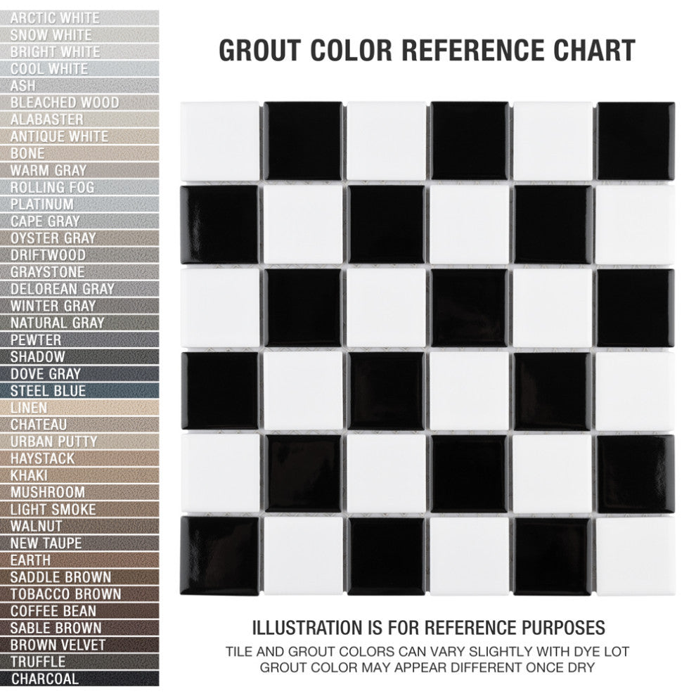 Metro Quad Checkerboard Glossy Black and White Porcelain Floor and Wall Tile