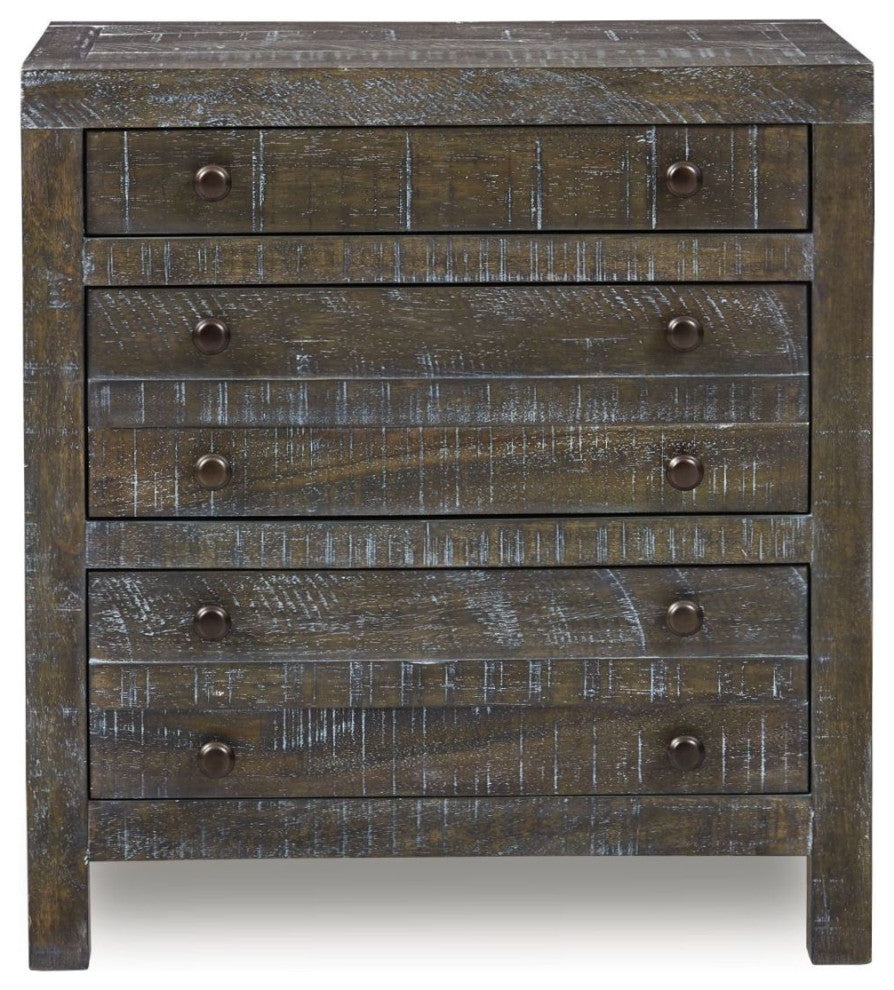 Modus Townsend Solid Wood Three Drawer Nighstand in Gunmetal