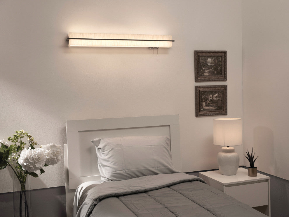 Apex 50" LED Overbed Wall Light, Espresso, Jute Shade