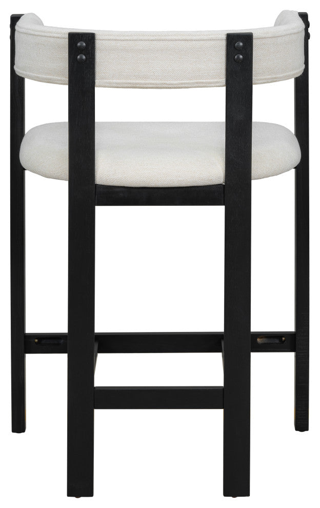 Heise Modern Open Back 26.5" Counter Stool With Cushion, Set of 2, Beige/Black