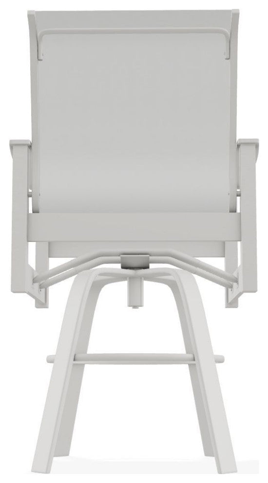Leeward Sling Bar Height Outdoor Swivel Armchair, White/Snow