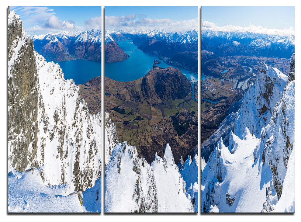 "Frankton and Lake Aerial View Panorama" Metal Wall Art, 3 Panels, 36"x28"