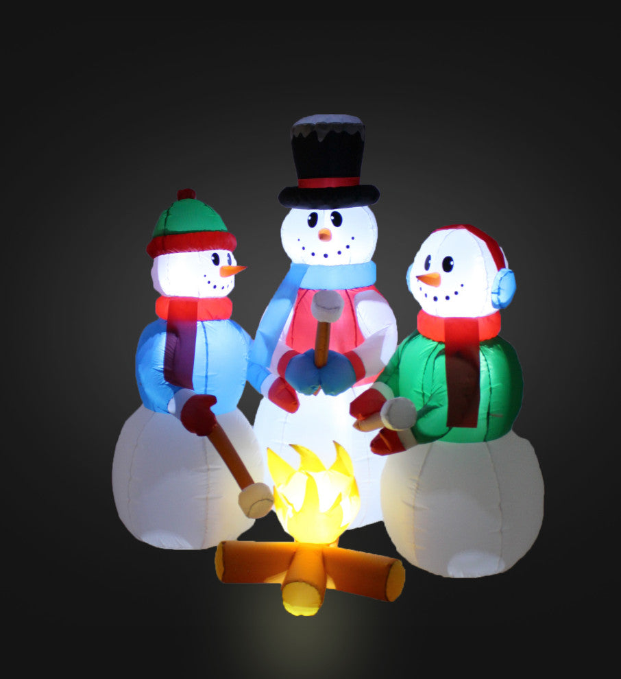 5' Tall Christmas Inflatable Snowmen Campfire Roasting Marshmallows