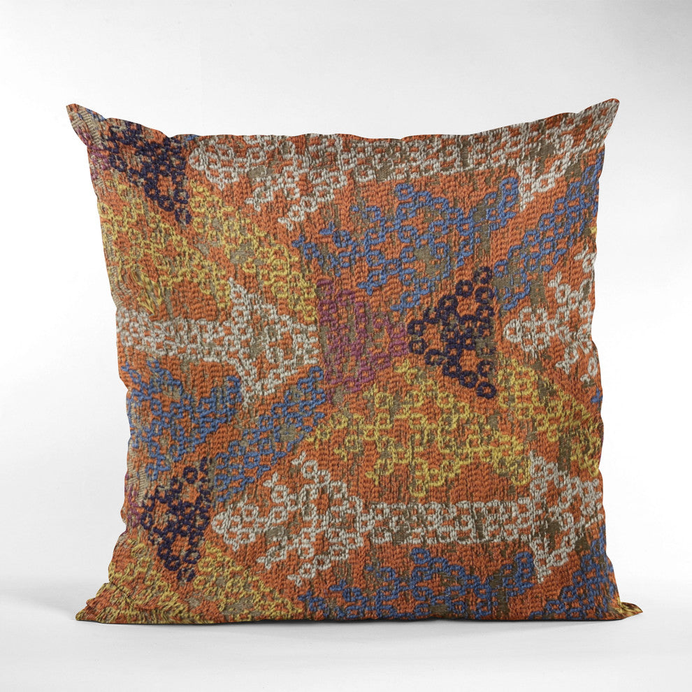 Plutus Multi-Color Lines Fret Luxury Throw Pillow, 24"x24"