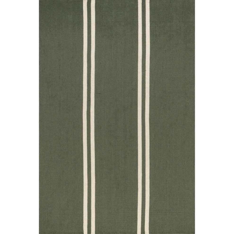 Elowen Double Striped Wool Area Rug, Sage Green 10'x14'