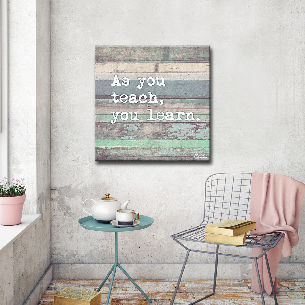 Ready2HangArt Wrapped Canvas Inspirational Wall Art, Teach and Learn, 20"x20"