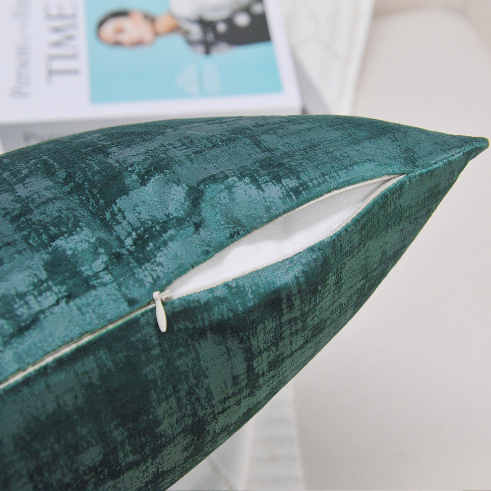 Serenta Textured Velvet Pillow Shell, Set of 4, Deep Teal