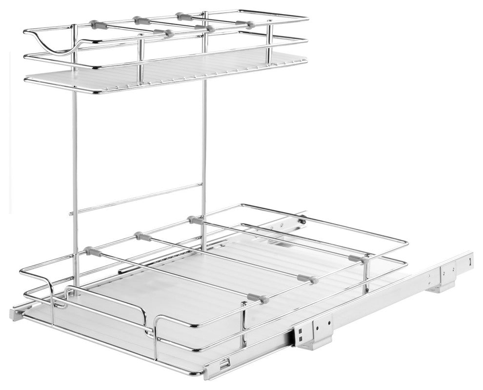 VEVOR 2-Tier Wire Pull Out Cabinet Under Sink Organizer 12x17" Drawer Basket