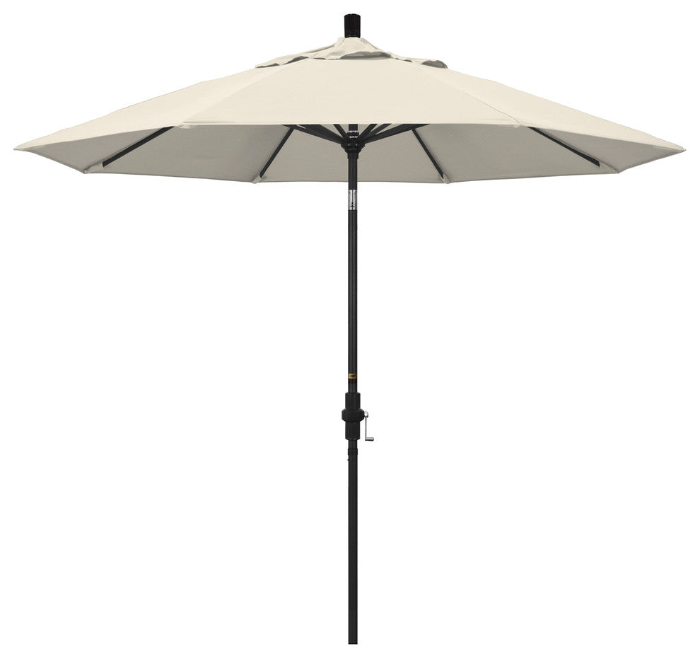 9' Stone Black Collar Tilt Crank Aluminum Umbrella, Antique Beige Olefin