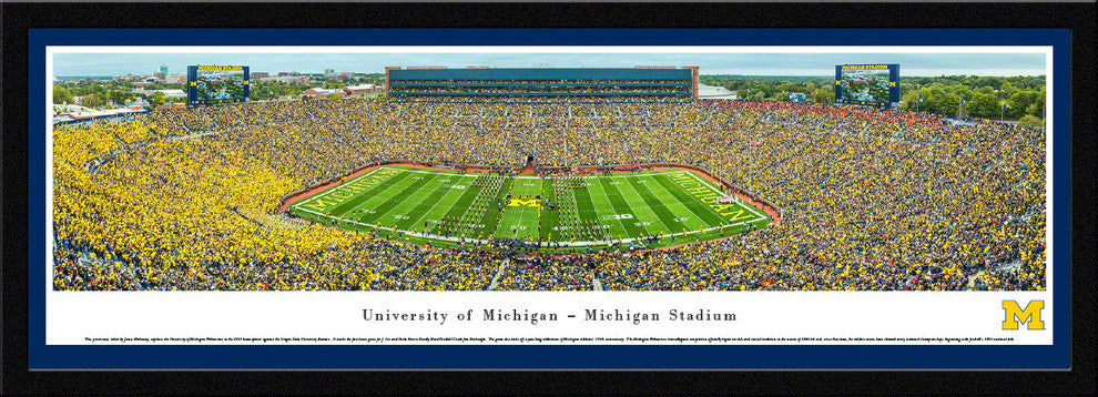 Michigan, University Of, Football, 50 Yard Line, Black Matted