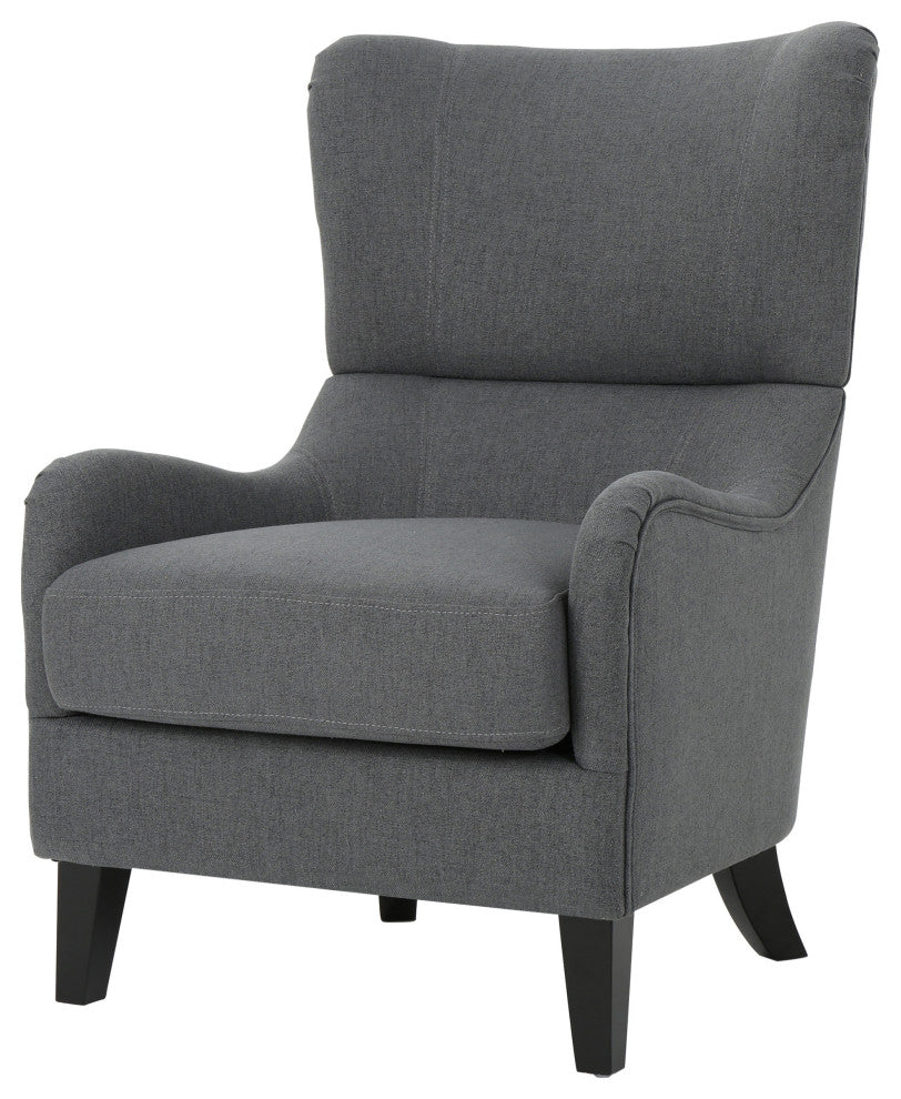 GDF Studio Quinn Navy Blue Fabric Sofa Chair, Charcoal