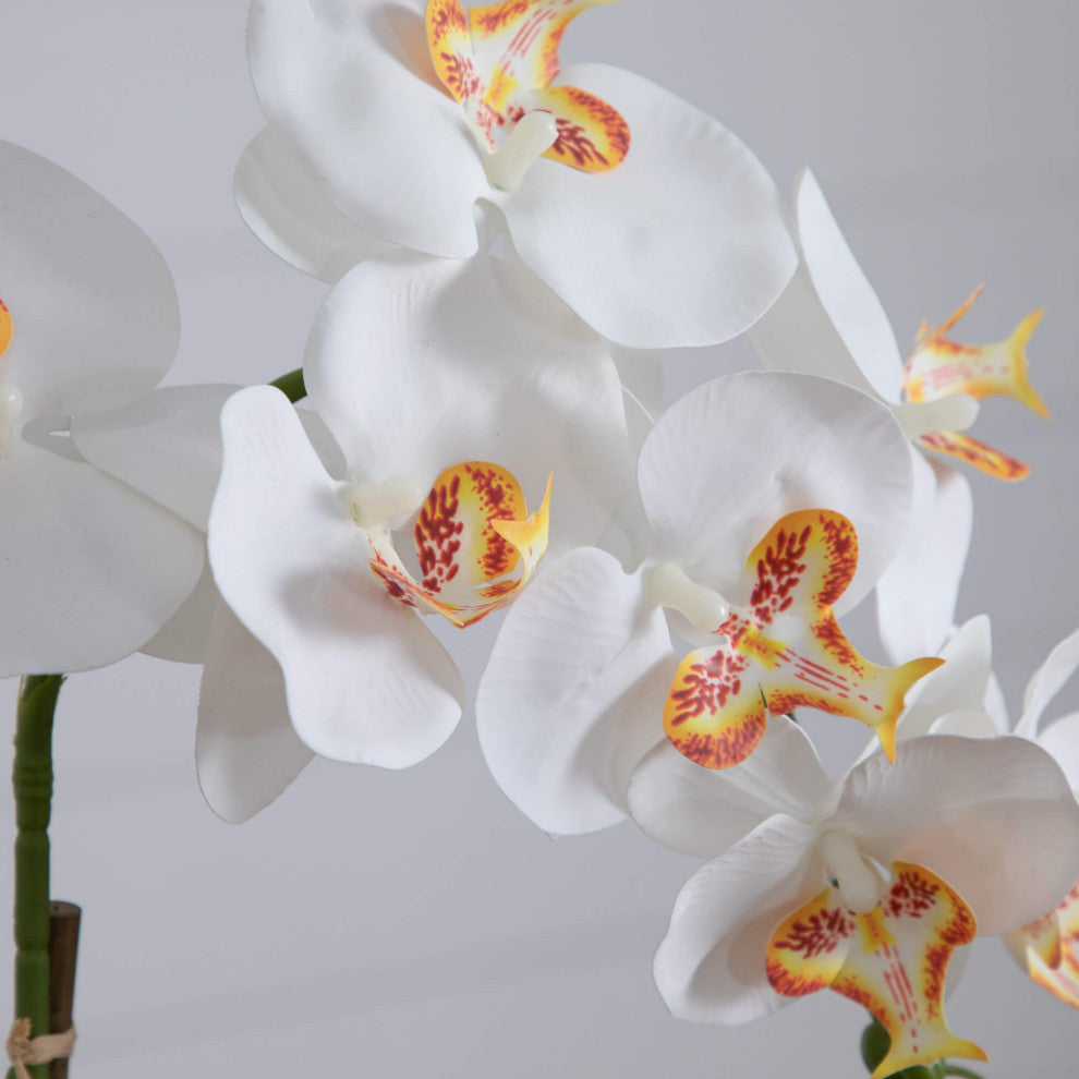 26" Artificial Orchid Arrangement, Handmade Mexican Talavera Ceramic Planter