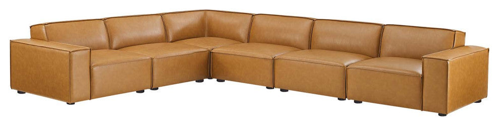 Restore 6-Piece Vegan Leather Sectional Sofa Tan