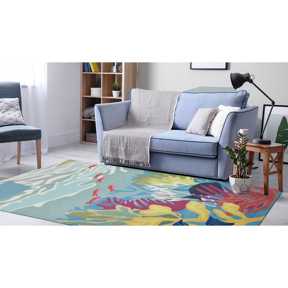 Ravella Ocean View Indoor/Outdoor Rug Blue, Blue, 7'6"x9'6"