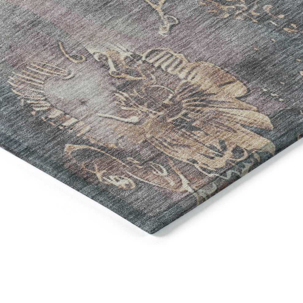 Machine Washable Indoor/Outdoor Chantille ACN1869 Gray 2'3" x 7'6" Runner Rug