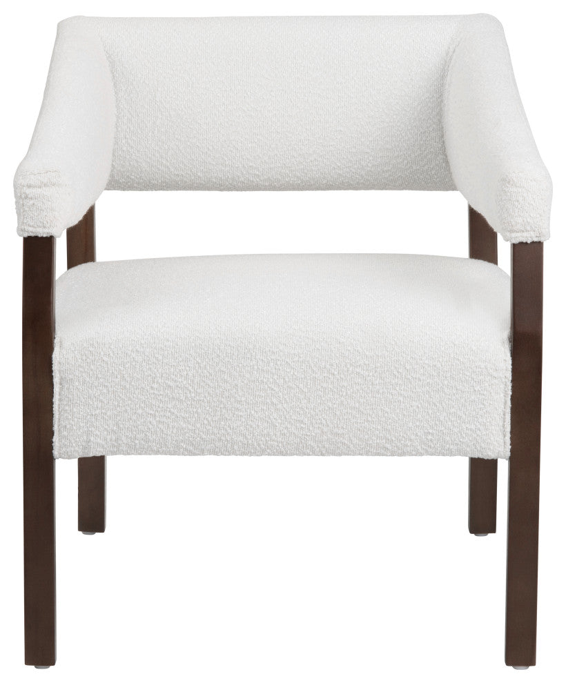 White Upholstered Open-Arm Accent Chair