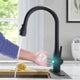 Pull Down Touchless Single Handle Kitchen Faucet with Deck Plate, Matte Black