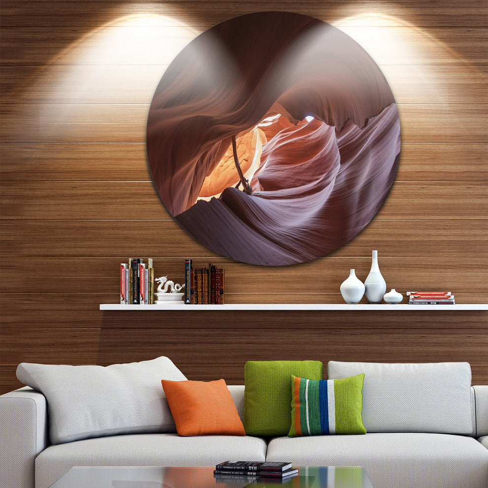 Cave In Antelope Canyon, Landscape Photo Large Disc Metal Wall Art, 38"
