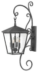Hinkley Trellis Large Wall Mount Lantern With Scroll, Aged Zinc