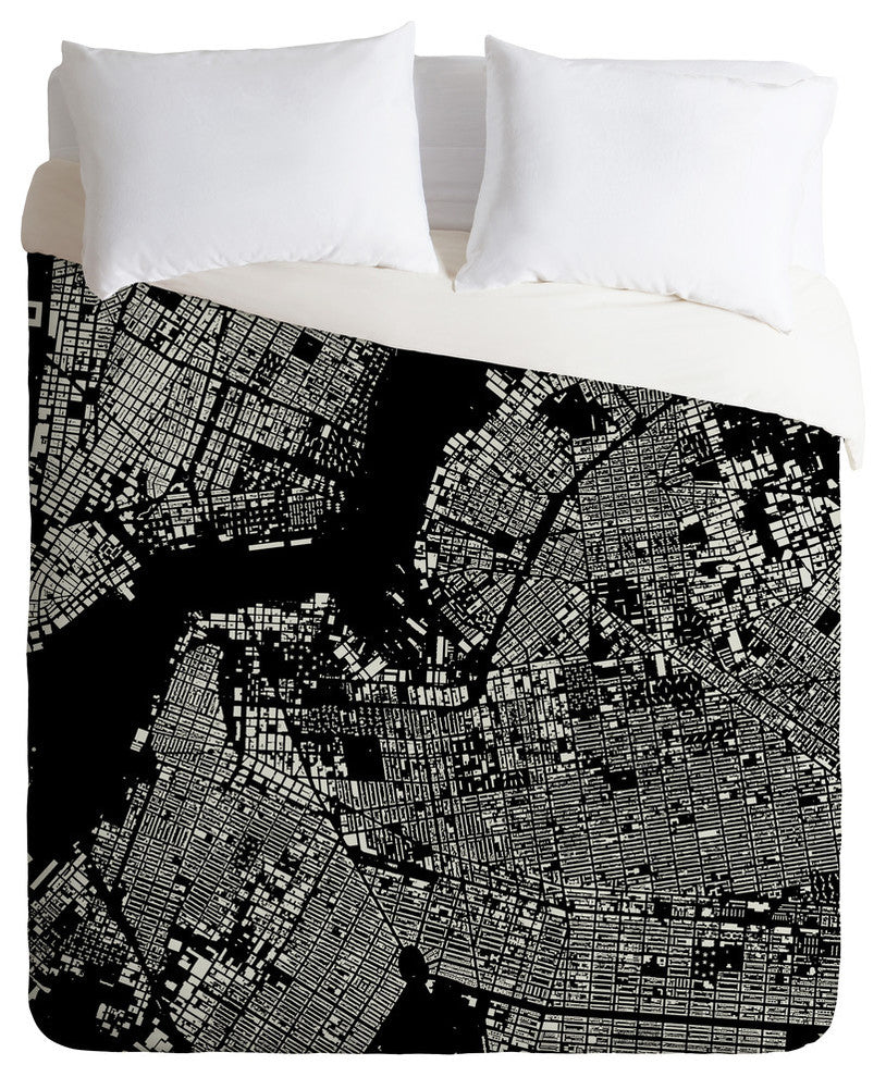 Deny Designs CityFabric Inc Brooklyn Black Duvet Cover - Lightweight