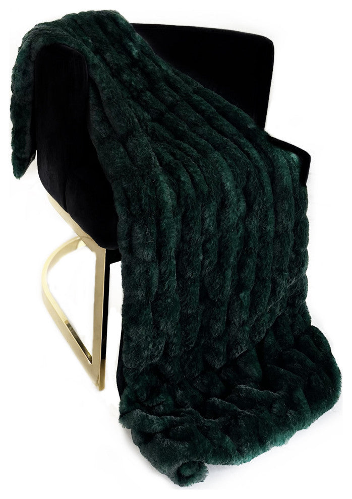 Plutus Emerald Green Plush Pelt Faux Fur Luxury Throw Blanket, Throw 60"W x 72"L