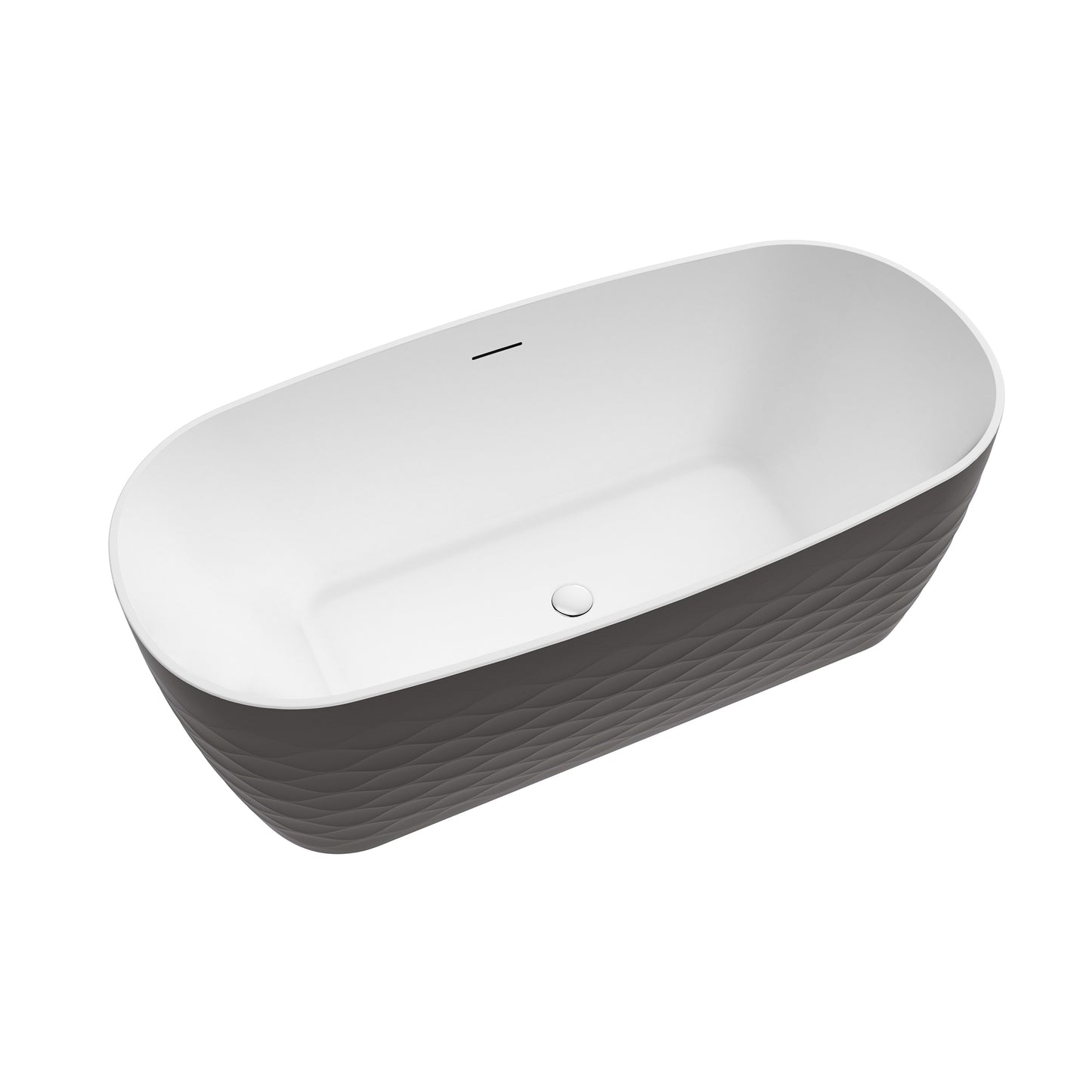 London Freestanding Acrylic Soaking Bathtub, Black, 66.9"l X 31.5"w