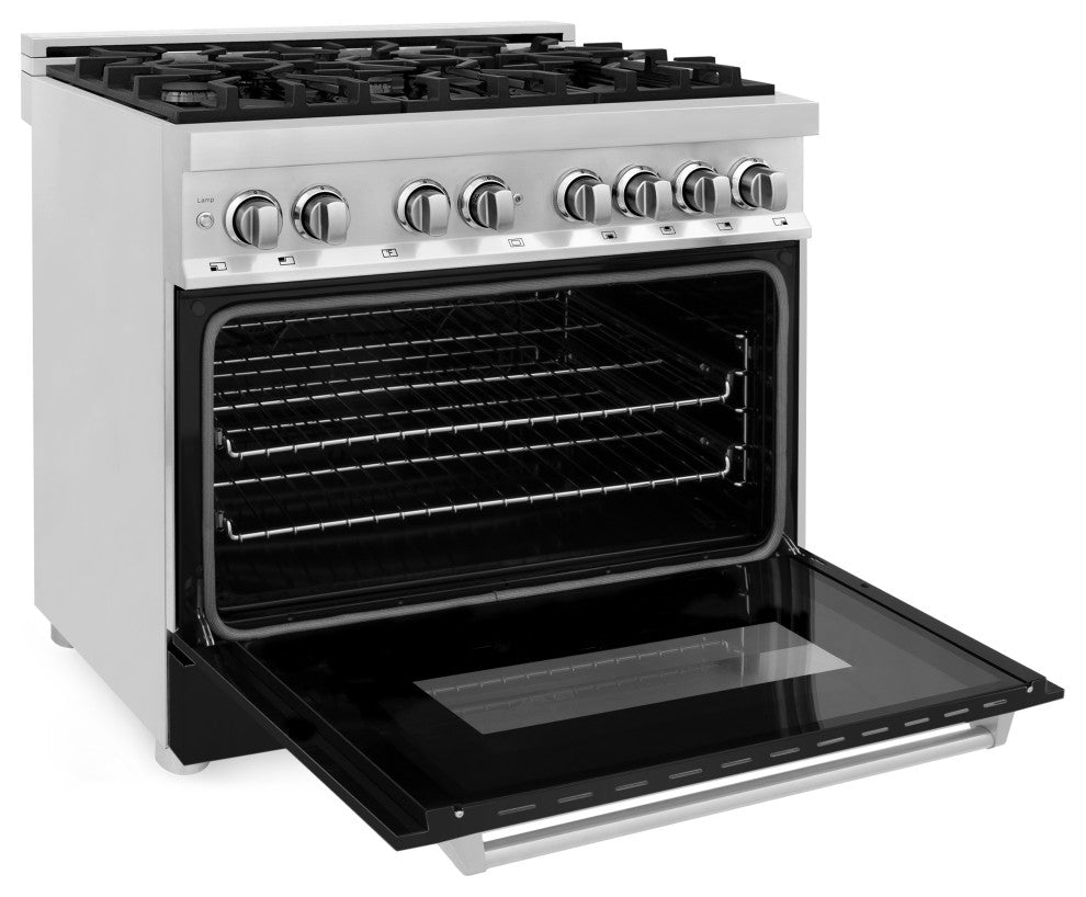 ZLINE 36 in. Professional Dual Fuel Range With Black Matte Door, RA-BLM-36