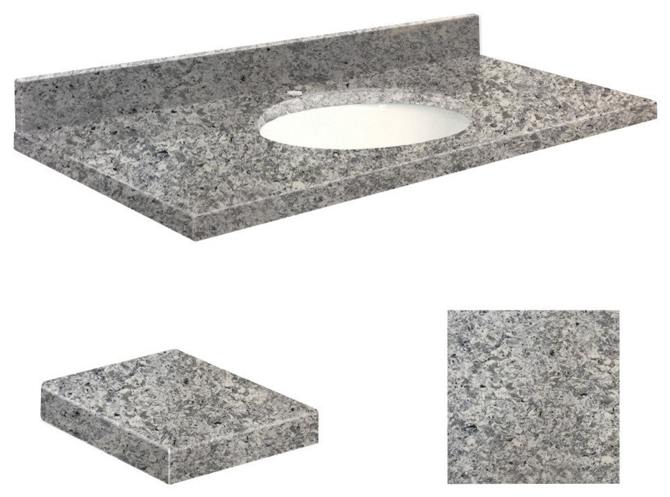 Quartz 31"x22" Vanity Top, Single Faucet Hole, Overture, White Bowl