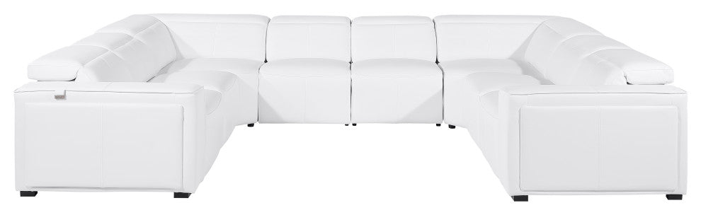 Niccolo Italian Leather 8-Piece U-Shaped 4 Power Reclining Sectional, White.