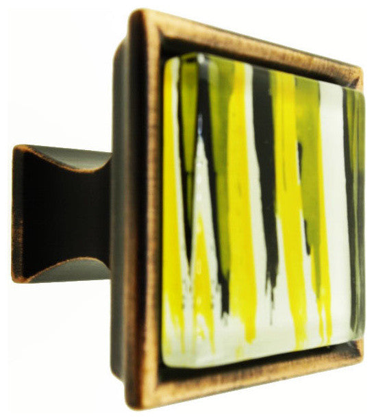 Hand Brushed Gold Rush Crystal Glass Oil Rubbed Bronze Madison Classic Knob