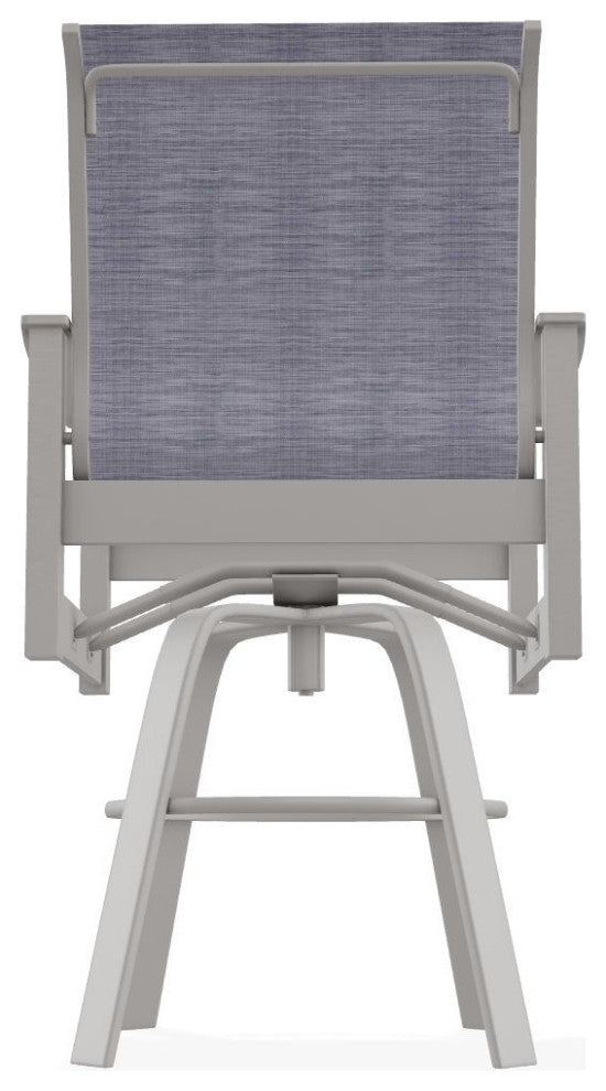 Leeward Sling Bar Height Outdoor Swivel Armchair, Brooks/Warm Gray