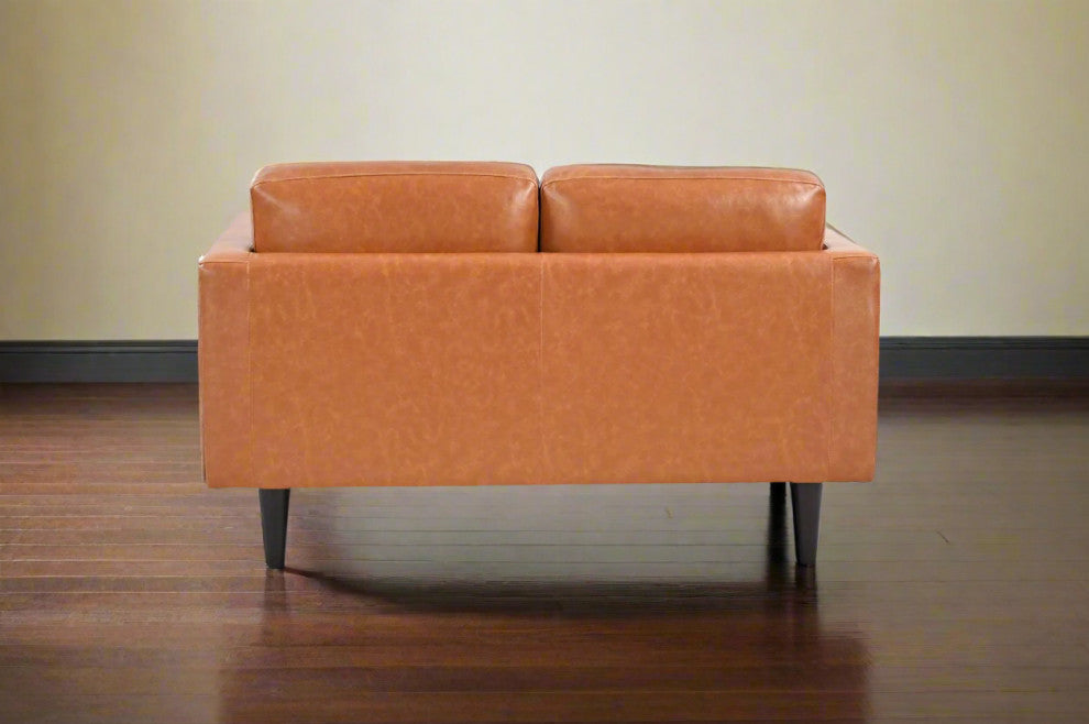 Philippe Top Grain Leather Love seat - Tan