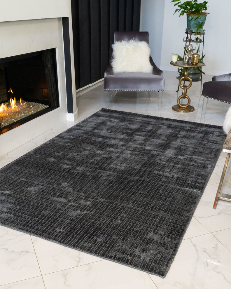 Adonis Hand-Loomed Durable Viscose Contemporary Area Rug Carpet, Bronze, 5' X 8'