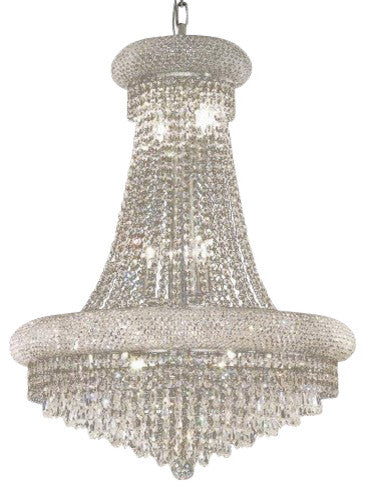 Elegant Primo Dining Room Light, Chrome Finish With Royal Cut Crystal