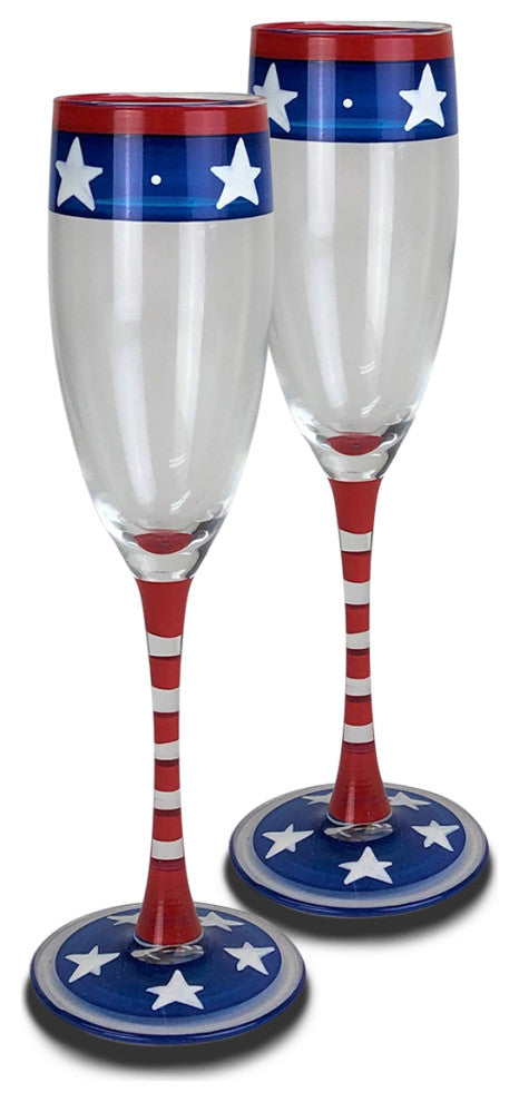 Stars and Stripes Champagne Flute Patriotic Collection, Set of 2