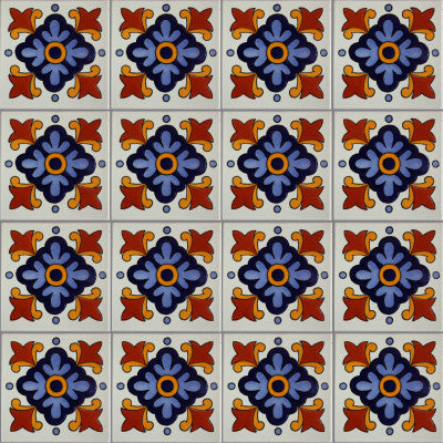 4-Piece Natora Talavera Mexican Tile, 6x6"