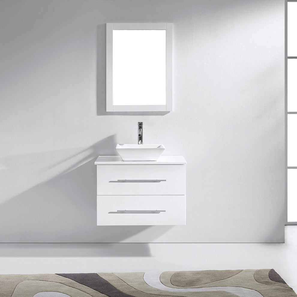 Marsala 29" Single Bathroom Vanity Set White, Engineered Stone Countertop