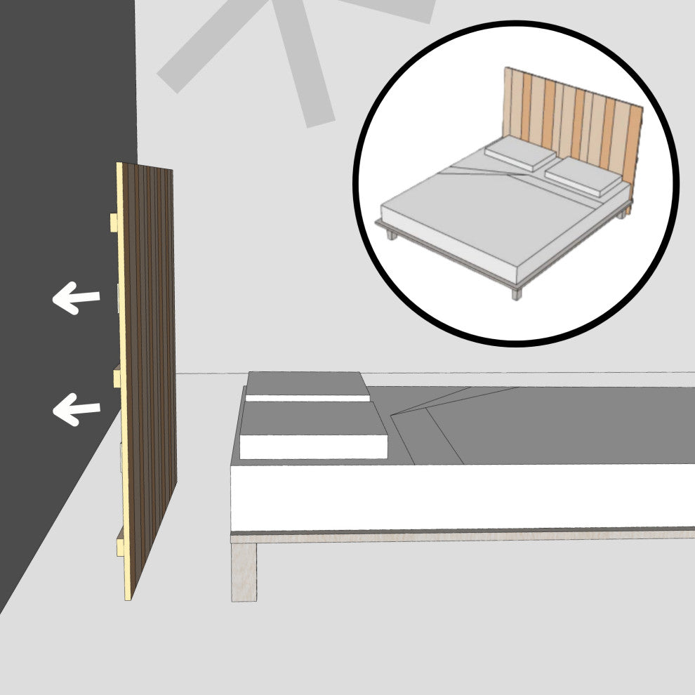 Handcrafted Headboard, Leaner Style, Gray, Twin