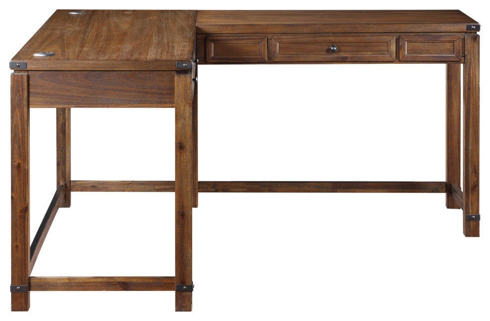 Baton Rouge L-Shape Desk, Brushed Walnut Finish
