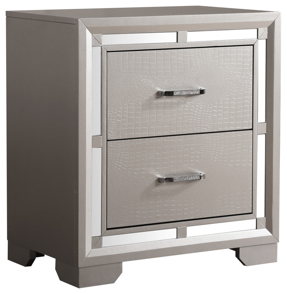 Alana Nightstand, Silver Champagne