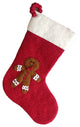 Gingerbread Boy on Red Christmas Stocking in Hand Felted Wool