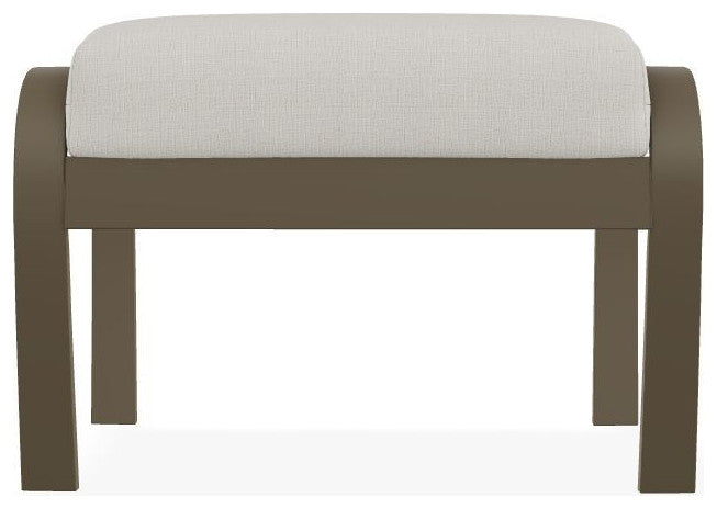 Belle Isle Cushion Outdoor Ottoman, Grasscloth Buff/Beachwood